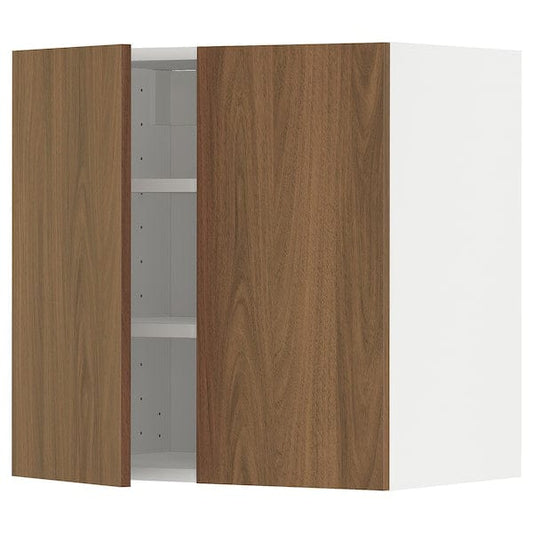 Ikea METOD - Wall cabinet with shelves/2 doors, white/Tistorp brown walnut effect, 60x60 cm