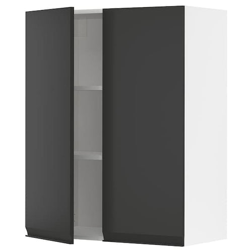 METOD - Wall cabinet with shelves/2 doors, white/Upplöv matt anthracite, 80x100 cm