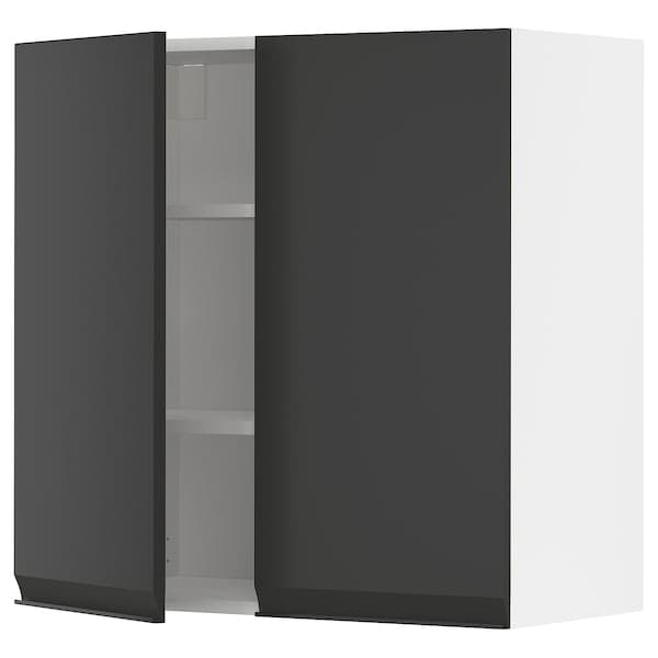 METOD - Wall cabinet with shelves/2 doors, white/Upplöv matt anthracite, 80x80 cm - best price from Maltashopper.com 39493360