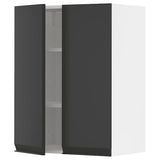METOD wall cabinet with shelves/2 doors, white/Upplöv matt anthracite, 60x80 cm