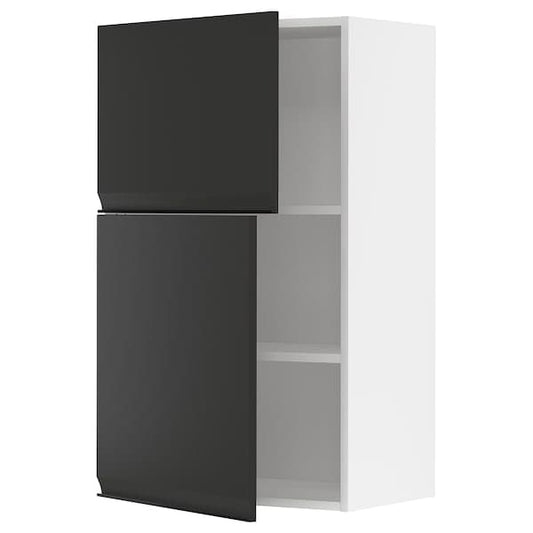 METOD - Wall cabinet with shelves/2 doors, white/Upplöv matt anthracite , 60x100 cm - best price from Maltashopper.com 59493905