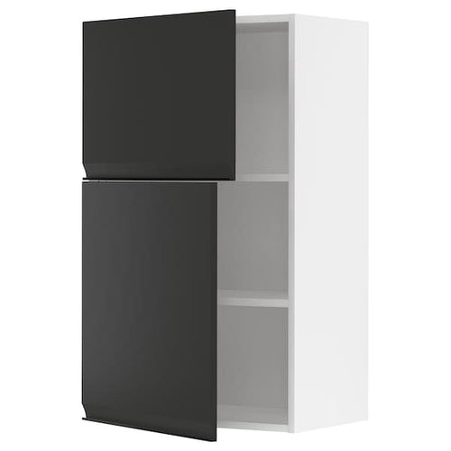 METOD - Wall cabinet with shelves/2 doors, white/Upplöv matt anthracite , 60x100 cm