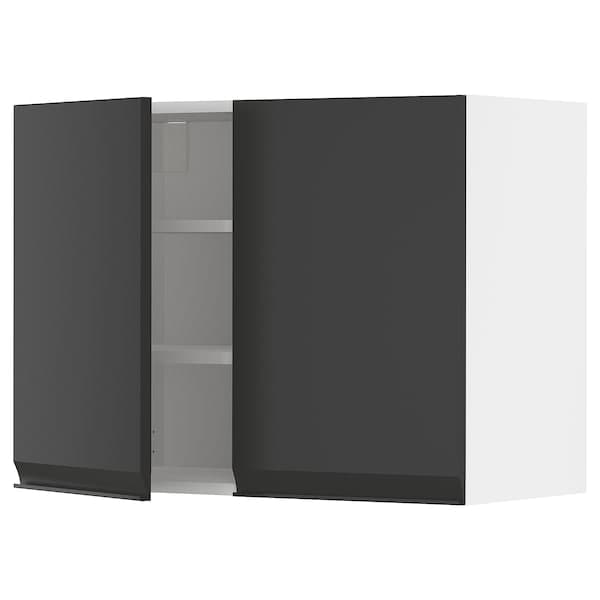 METOD - Wall cabinet with shelves/2 doors, white/Upplöv matt anthracite, 80x60 cm - best price from Maltashopper.com 79492844