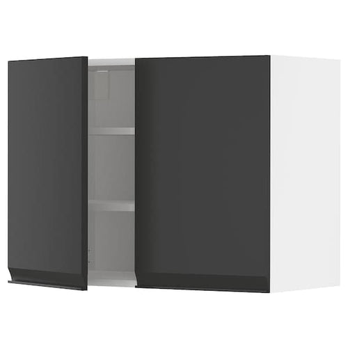 METOD - Wall cabinet with shelves/2 doors, white/Upplöv matt anthracite, 80x60 cm