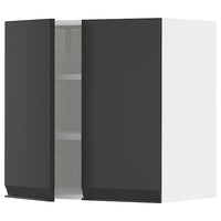 METOD - Wall cabinet with shelves/2 doors, white/Upplöv matt anthracite, 60x60 cm - best price from Maltashopper.com 09493837