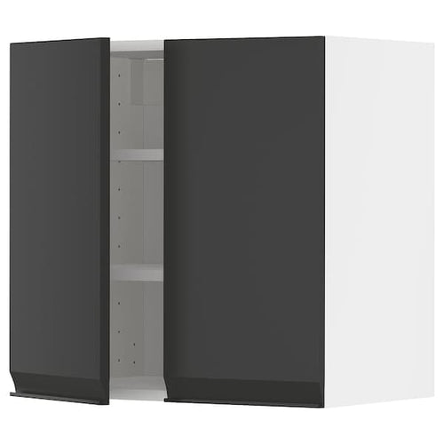 METOD - Wall cabinet with shelves/2 doors, white/Upplöv matt anthracite, 60x60 cm