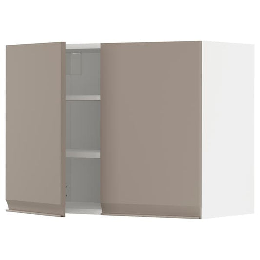 Ikea METOD - Wall cabinet with shelves/2 doors, white/Upplöv matt dark beige, 80x60 cm