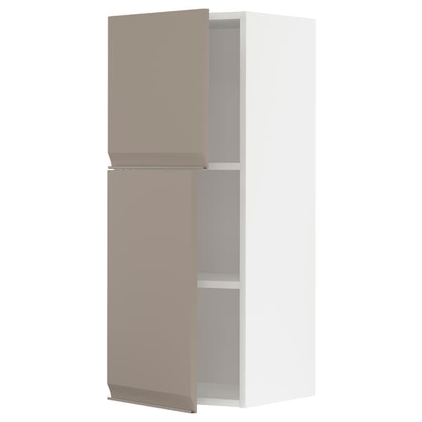 METOD - Wall cabinet with shelves/2 doors, white/Upplöv matt dark beige, 40x100 cm - best price from Maltashopper.com 89491716