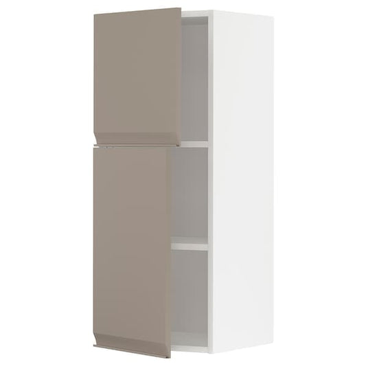 Ikea METOD - Wall cabinet with shelves/2 doors, white/Upplöv matt dark beige, 40x100 cm