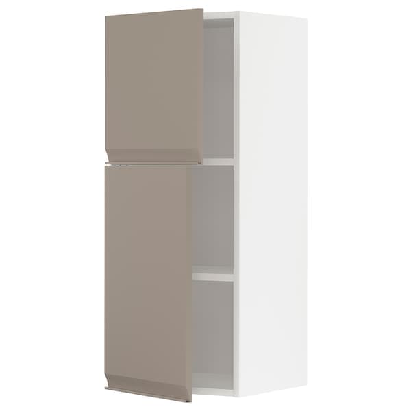 Ikea METOD - Wall cabinet with shelves/2 doors, white/Upplöv matt dark beige, 40x100 cm