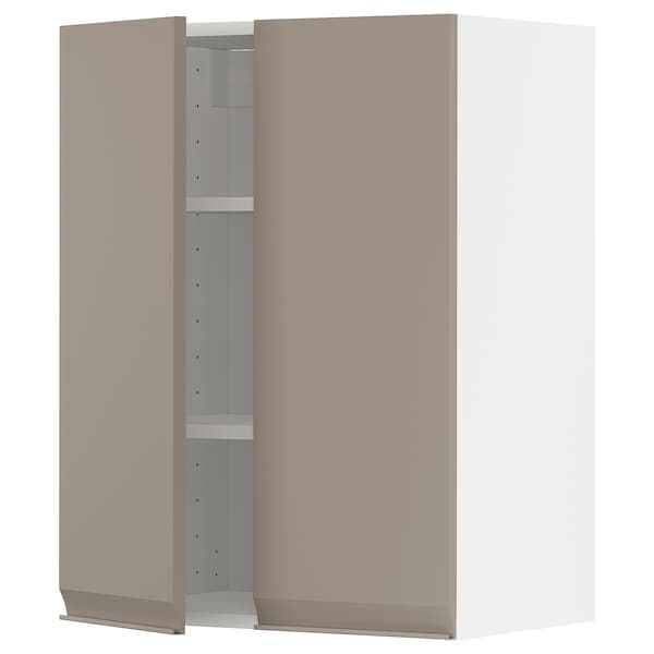 Ikea METOD - Wall cabinet with shelves/2 doors, white/Upplöv matt dark beige, 60x80 cm