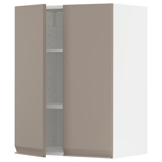 Ikea METOD - Wall cabinet with shelves/2 doors, white/Upplöv matt dark beige, 60x80 cm