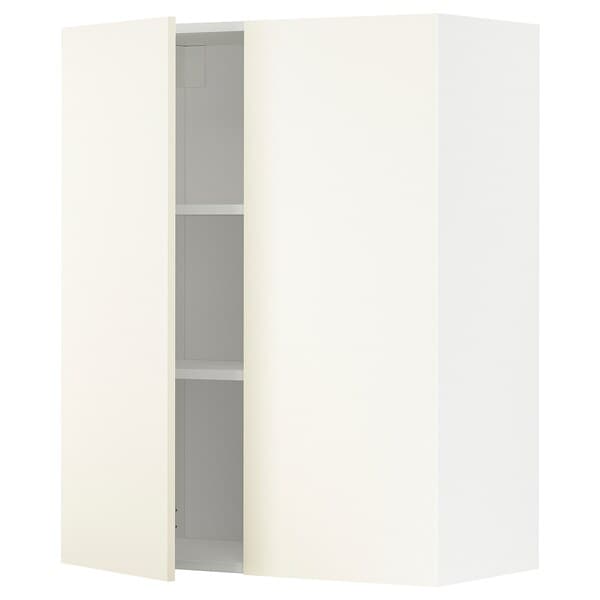 Ikea METOD - Wall cabinet with shelves/2 doors, white/Vallstena white, 80x100 cm