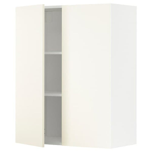 METOD - Wall cabinet with shelves/2 doors, white/Vallstena white, 80x100 cm