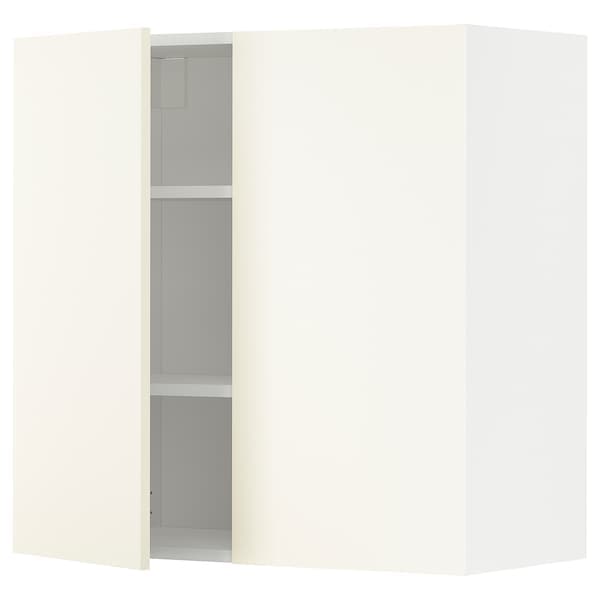 METOD - Wall cabinet with shelves/2 doors, white/Vallstena white, 80x80 cm - best price from Maltashopper.com 39507263