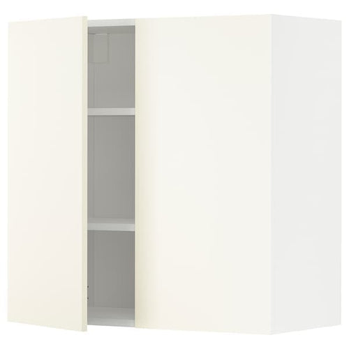 METOD - Wall cabinet with shelves/2 doors, white/Vallstena white, 80x80 cm