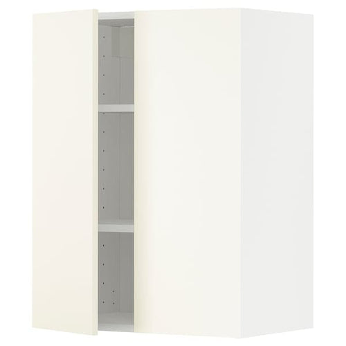 METOD - Wall cabinet with shelves/2 doors, white/Vallstena white, 60x80 cm