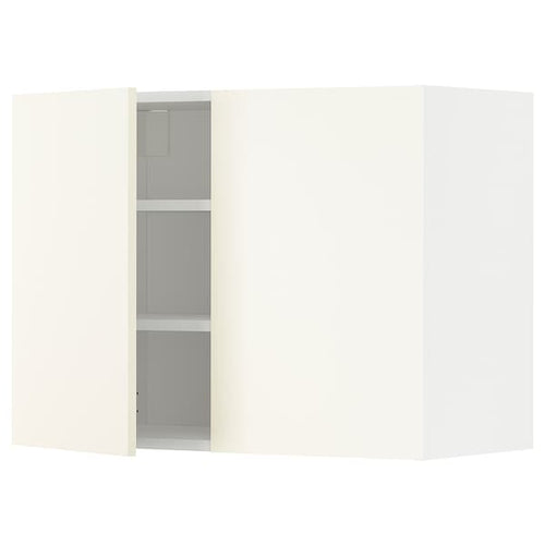 METOD - Wall cabinet with shelves/2 doors, white/Vallstena white, 80x60 cm