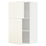 METOD wall cabinet with shelves/2 doors, white/Vallstena white, 60x100 cm