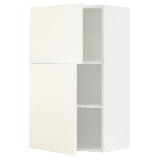 Ikea METOD - Wall cabinet with shelves/2 doors, white/Vallstena white, 60x100 cm