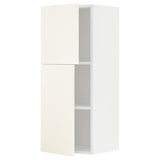 METOD wall cabinet with shelves/2 doors, white/Vallstena white, 40x100 cm