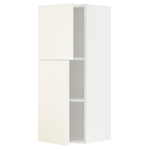 METOD - Wall cabinet with shelves/2 doors, white/Vallstena white, 40x100 cm