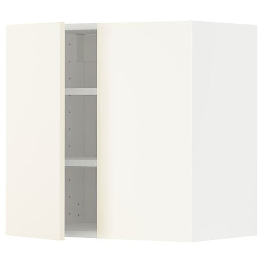 METOD - Wall cabinet with shelves/2 doors, white/Vallstena white, 60x60 cm - best price from Maltashopper.com 89507270