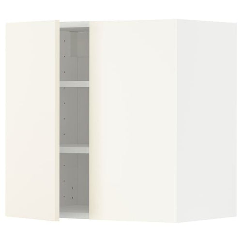 METOD - Wall cabinet with shelves/2 doors, white/Vallstena white, 60x60 cm