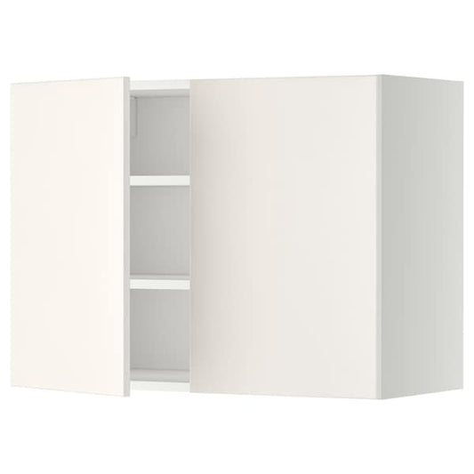 METOD - Wall cabinet with shelves/2 doors, white/Veddinge white, 80x60 cm - best price from Maltashopper.com 39454542