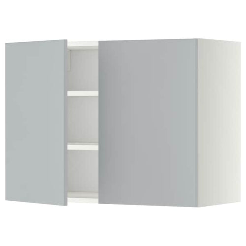 METOD - Wall cabinet with shelves/2 doors, white/Veddinge grey, 80x60 cm