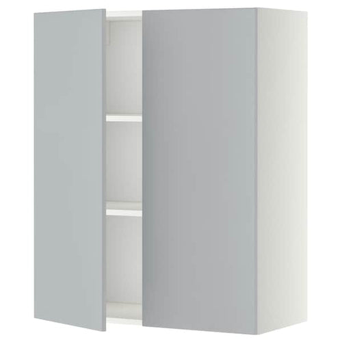 METOD - Wall cabinet with shelves/2 doors, white/Veddinge grey, 80x100 cm