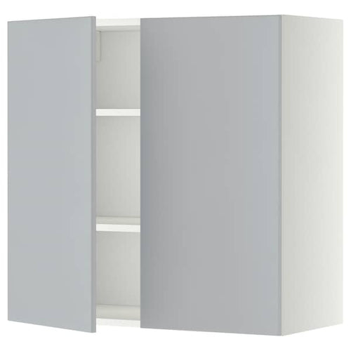 METOD - Wall cabinet with shelves/2 doors, white/Veddinge grey, 80x80 cm