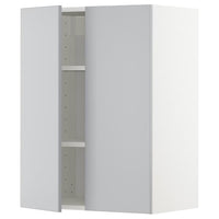 METOD - Wall cabinet with shelves/2 doors, white/Veddinge grey, 60x80 cm - best price from Maltashopper.com 79469136