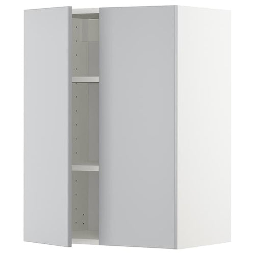 METOD - Wall cabinet with shelves/2 doors, white/Veddinge grey, 60x80 cm
