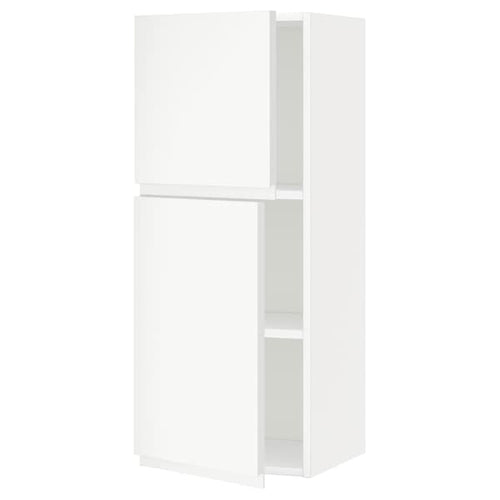 METOD - Wall cabinet with shelves/2 doors, white/Voxtorp matt white, 40x100 cm