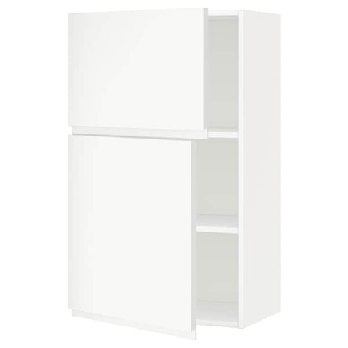 METOD wall cabinet with shelves/2 doors, white/Voxtorp matt white, 60x100 cm