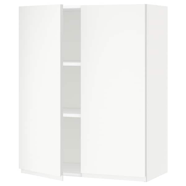 Ikea METOD - Wall cabinet with shelves/2 doors, white/Voxtorp matt white, 80x100 cm