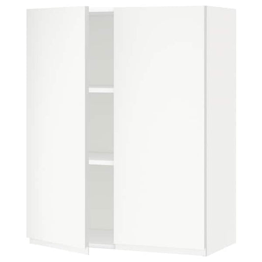 Ikea METOD - Wall cabinet with shelves/2 doors, white/Voxtorp matt white, 80x100 cm