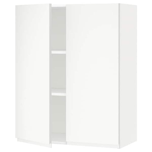 METOD - Wall cabinet with shelves/2 doors, white/Voxtorp matt white, 80x100 cm