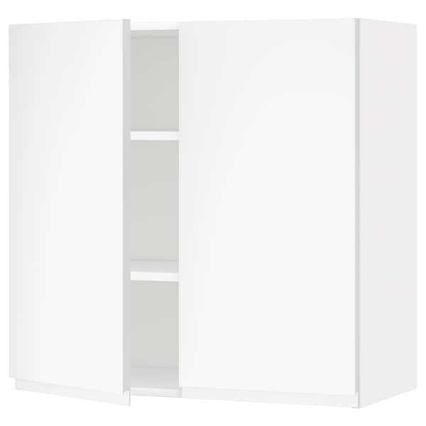 Ikea METOD - Wall cabinet with shelves/2 doors, white/Voxtorp matt white, 80x80 cm