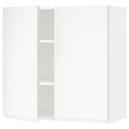 METOD - Wall cabinet with shelves/2 doors, white/Voxtorp matt white, 80x80 cm