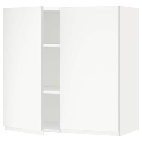 METOD wall cabinet with shelves/2 doors, white/Voxtorp matt white, 80x80 cm
