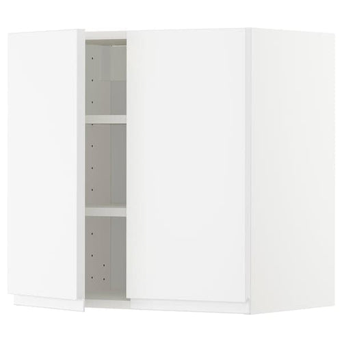 METOD - Wall cabinet with shelves/2 doors, white/Voxtorp matt white, 60x60 cm