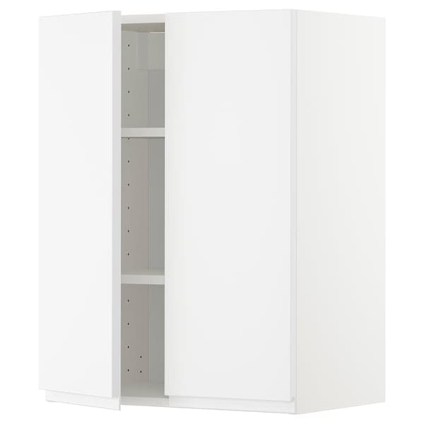 METOD - Wall cabinet with shelves/2 doors, white/Voxtorp matt white, 60x80 cm - best price from Maltashopper.com 79455064