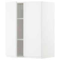 METOD wall cabinet with shelves/2 doors, white/Voxtorp matt white, 60x80 cm