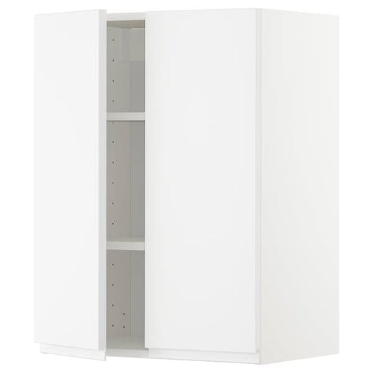 Ikea METOD - Wall cabinet with shelves/2 doors, white/Voxtorp matt white, 60x80 cm