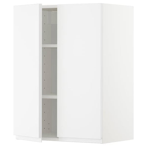 METOD - Wall cabinet with shelves/2 doors, white/Voxtorp matt white, 60x80 cm