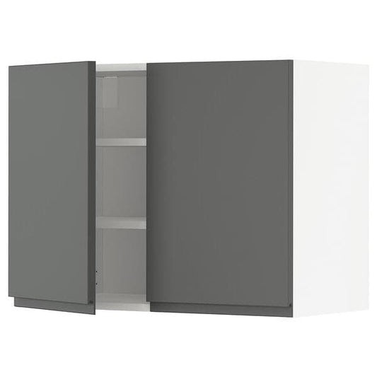 Ikea METOD - Wall cabinet with shelves/2 doors, white/Voxtorp dark grey, 80x60 cm