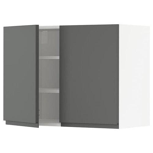 METOD - Wall cabinet with shelves/2 doors, white/Voxtorp dark grey, 80x60 cm