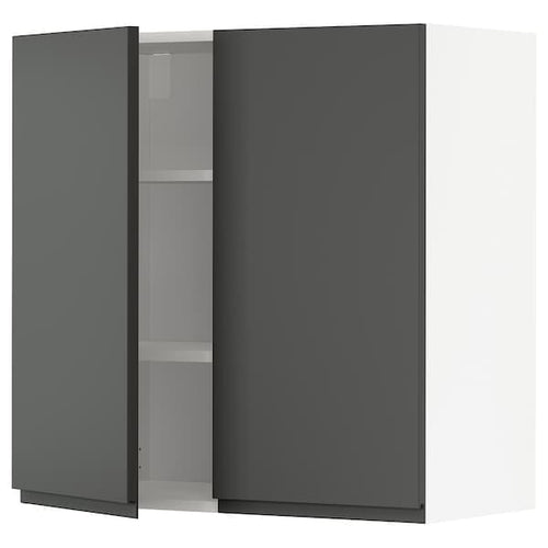 METOD - Wall cabinet with shelves/2 doors, white/Voxtorp dark grey, 80x80 cm